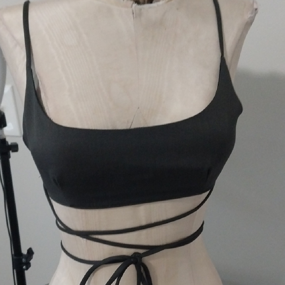 ASOS Black Wrap Crop Top